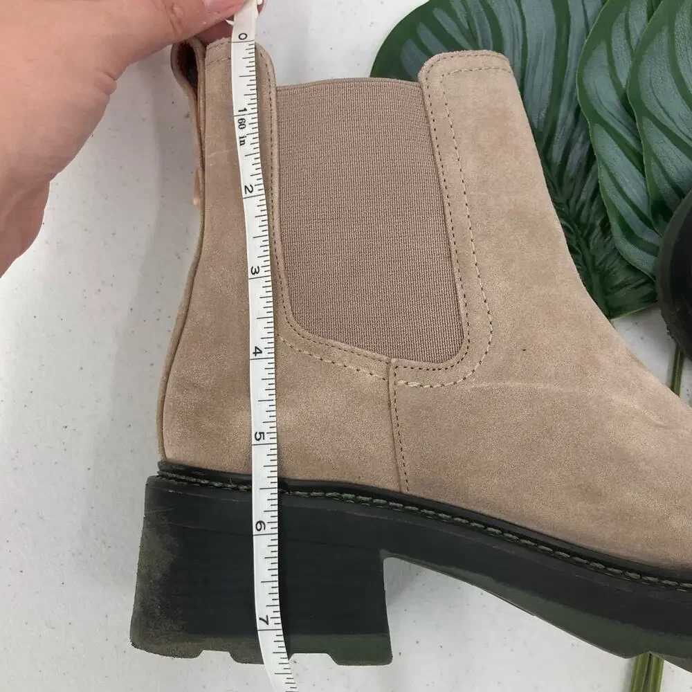 Gianni Bini GB The Change Re-New Tan Suede Leather Chelsea Ankle Heel Boot Shoes